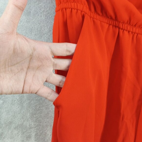 OOTD Jumpsuit SMALL(4-6) Pull on Off the Shoulder Red Elastic Neckline W/Pockets - Picture 7 of 11